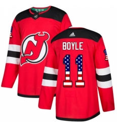 Men's Adidas New Jersey Devils #11 Brian Boyle Authentic Red USA Flag Fashion NHL Jersey