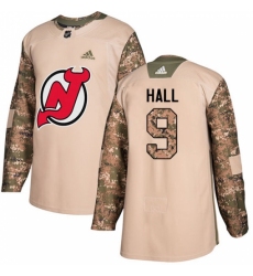Men's Adidas New Jersey Devils #9 Taylor Hall Authentic Camo Veterans Day Practice NHL Jersey