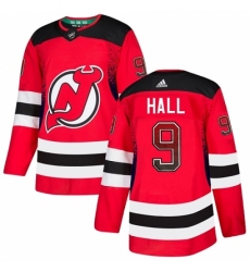 Men's Adidas New Jersey Devils #9 Taylor Hall Authentic Red Drift Fashion NHL Jersey