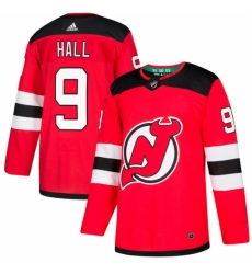 Men's Adidas New Jersey Devils #9 Taylor Hall Authentic Red Home NHL Jersey