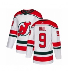 Men's Adidas New Jersey Devils #9 Taylor Hall Authentic White Alternate NHL Jersey