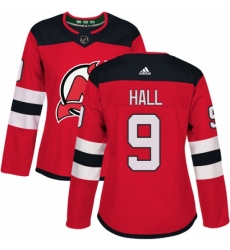 Women's Adidas New Jersey Devils #9 Taylor Hall Authentic Red Home NHL Jersey