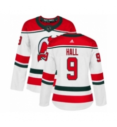 Women's Adidas New Jersey Devils #9 Taylor Hall Authentic White Alternate NHL Jersey