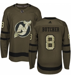 Men's Adidas New Jersey Devils #8 Will Butcher Authentic Green Salute to Service NHL Jersey