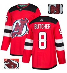 Men's Adidas New Jersey Devils #8 Will Butcher Authentic Red Fashion Gold NHL Jersey