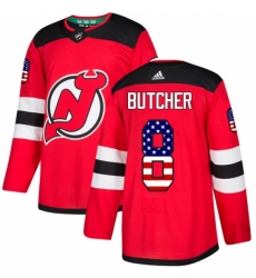 Men's Adidas New Jersey Devils #8 Will Butcher Authentic Red USA Flag Fashion NHL Jersey