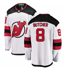 Youth New Jersey Devils #8 Will Butcher Fanatics Branded White Away Breakaway NHL Jersey