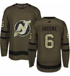 Men's Adidas New Jersey Devils #6 Andy Greene Authentic Green Salute to Service NHL Jersey
