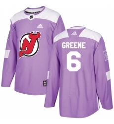 Men's Adidas New Jersey Devils #6 Andy Greene Authentic Purple Fights Cancer Practice NHL Jersey