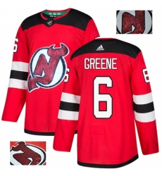 Men's Adidas New Jersey Devils #6 Andy Greene Authentic Red Fashion Gold NHL Jersey