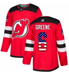 Men's Adidas New Jersey Devils #6 Andy Greene Authentic Red USA Flag Fashion NHL Jersey