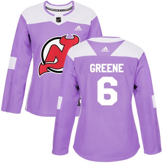 Women's Adidas New Jersey Devils #6 Andy Greene Authentic Purple Fights Cancer Practice NHL Jersey Women's Adidas New Jersey Devils #6 Andy Greene Authentic Purple Fights Cancer Practice NHL Jersey