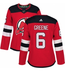Women's Adidas New Jersey Devils #6 Andy Greene Authentic Red Home NHL Jersey