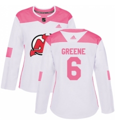Women's Adidas New Jersey Devils #6 Andy Greene Authentic White/Pink Fashion NHL Jersey