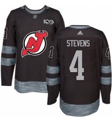 Men's Adidas New Jersey Devils #4 Scott Stevens Authentic Black 1917-2017 100th Anniversary NHL Jersey