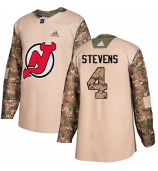 Men's Adidas New Jersey Devils #4 Scott Stevens Authentic Camo Veterans Day Practice NHL Jersey