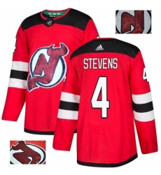 Men's Adidas New Jersey Devils #4 Scott Stevens Authentic Red Fashion Gold NHL Jersey