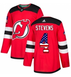 Men's Adidas New Jersey Devils #4 Scott Stevens Authentic Red USA Flag Fashion NHL Jersey