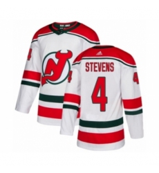 Men's Adidas New Jersey Devils #4 Scott Stevens Authentic White Alternate NHL Jersey