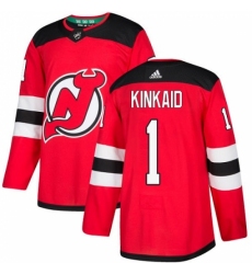 Men's Adidas New Jersey Devils #1 Keith Kinkaid Authentic Red Home NHL Jersey