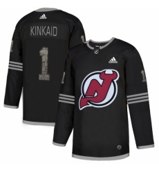 Men's Adidas New Jersey Devils #1 Keith Kinkaid Black Authentic Classic Stitched NHL Jersey