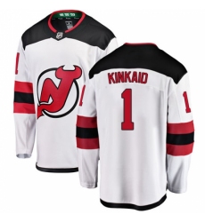 Men's New Jersey Devils #1 Keith Kinkaid Fanatics Branded White Away Breakaway NHL Jersey