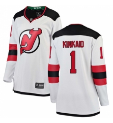 Women's New Jersey Devils #1 Keith Kinkaid Fanatics Branded White Away Breakaway NHL Jersey
