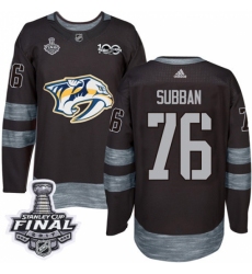 Men's Adidas Nashville Predators #76 P.K Subban Authentic Black 1917-2017 100th Anniversary 2017 Stanley Cup Final NHL Jersey