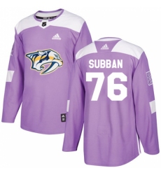 Men's Adidas Nashville Predators #76 P.K Subban Authentic Purple Fights Cancer Practice NHL Jersey