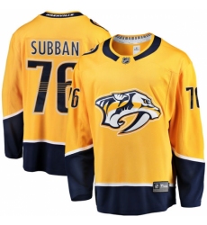 Men's Nashville Predators #76 P.K Subban Fanatics Branded Gold Home Breakaway NHL Jersey