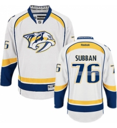 Men's Reebok Nashville Predators #76 P.K Subban Authentic White Away NHL Jersey