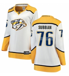 Women's Nashville Predators #76 P.K Subban Fanatics Branded White Away Breakaway NHL Jersey