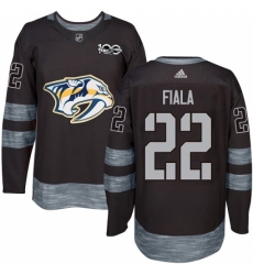 Men's Adidas Nashville Predators #22 Kevin Fiala Authentic Black 1917-2017 100th Anniversary NHL Jersey