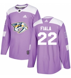 Men's Adidas Nashville Predators #22 Kevin Fiala Authentic Purple Fights Cancer Practice NHL Jersey