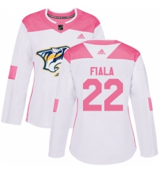 Women's Adidas Nashville Predators #22 Kevin Fiala Authentic White/Pink Fashion NHL Jersey