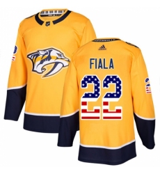 Youth Adidas Nashville Predators #22 Kevin Fiala Authentic Gold USA Flag Fashion NHL Jersey
