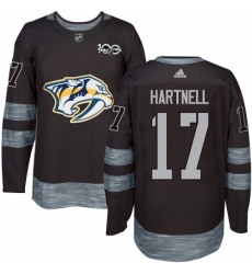 Men's Adidas Nashville Predators #17 Scott Hartnell Authentic Black 1917-2017 100th Anniversary NHL Jersey