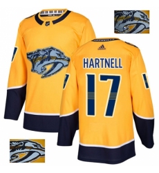 Men's Adidas Nashville Predators #17 Scott Hartnell Authentic Gold Fashion Gold NHL Jersey