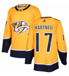 Men's Adidas Nashville Predators #17 Scott Hartnell Authentic Gold Home NHL Jersey