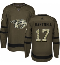 Men's Adidas Nashville Predators #17 Scott Hartnell Authentic Green Salute to Service NHL Jersey