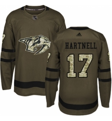 Youth Adidas Nashville Predators #17 Scott Hartnell Authentic Green Salute to Service NHL Jersey