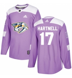 Youth Adidas Nashville Predators #17 Scott Hartnell Authentic Purple Fights Cancer Practice NHL Jersey