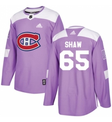 Men's Adidas Montreal Canadiens #65 Andrew Shaw Authentic Purple Fights Cancer Practice NHL Jersey