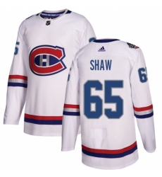 Men's Adidas Montreal Canadiens #65 Andrew Shaw Authentic White 2017 100 Classic NHL Jersey