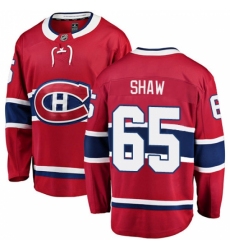 Men's Montreal Canadiens #65 Andrew Shaw Authentic Red Home Fanatics Branded Breakaway NHL Jersey