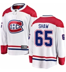Men's Montreal Canadiens #65 Andrew Shaw Authentic White Away Fanatics Branded Breakaway NHL Jersey