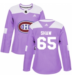Women's Adidas Montreal Canadiens #65 Andrew Shaw Authentic Purple Fights Cancer Practice NHL Jersey