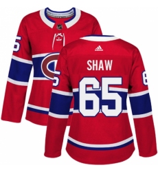 Women's Adidas Montreal Canadiens #65 Andrew Shaw Authentic Red Home NHL Jersey