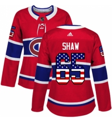 Women's Adidas Montreal Canadiens #65 Andrew Shaw Authentic Red USA Flag Fashion NHL Jersey