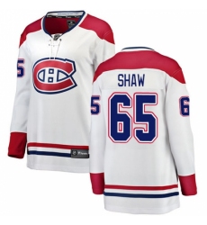 Women's Montreal Canadiens #65 Andrew Shaw Authentic White Away Fanatics Branded Breakaway NHL Jersey